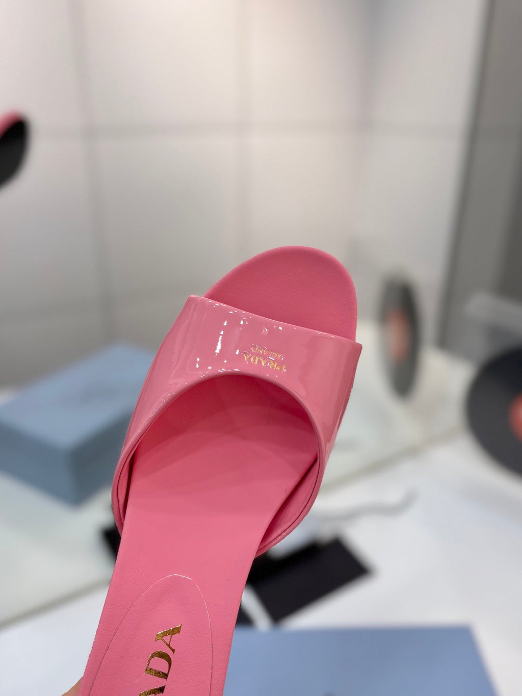 Pra Kitten Heel Sandals 4cm Pink Patent Leather 834582