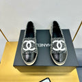 CHANEL ESPADRILLES PLATFORM 25S IN BLACK MIX WHITE TWEED
