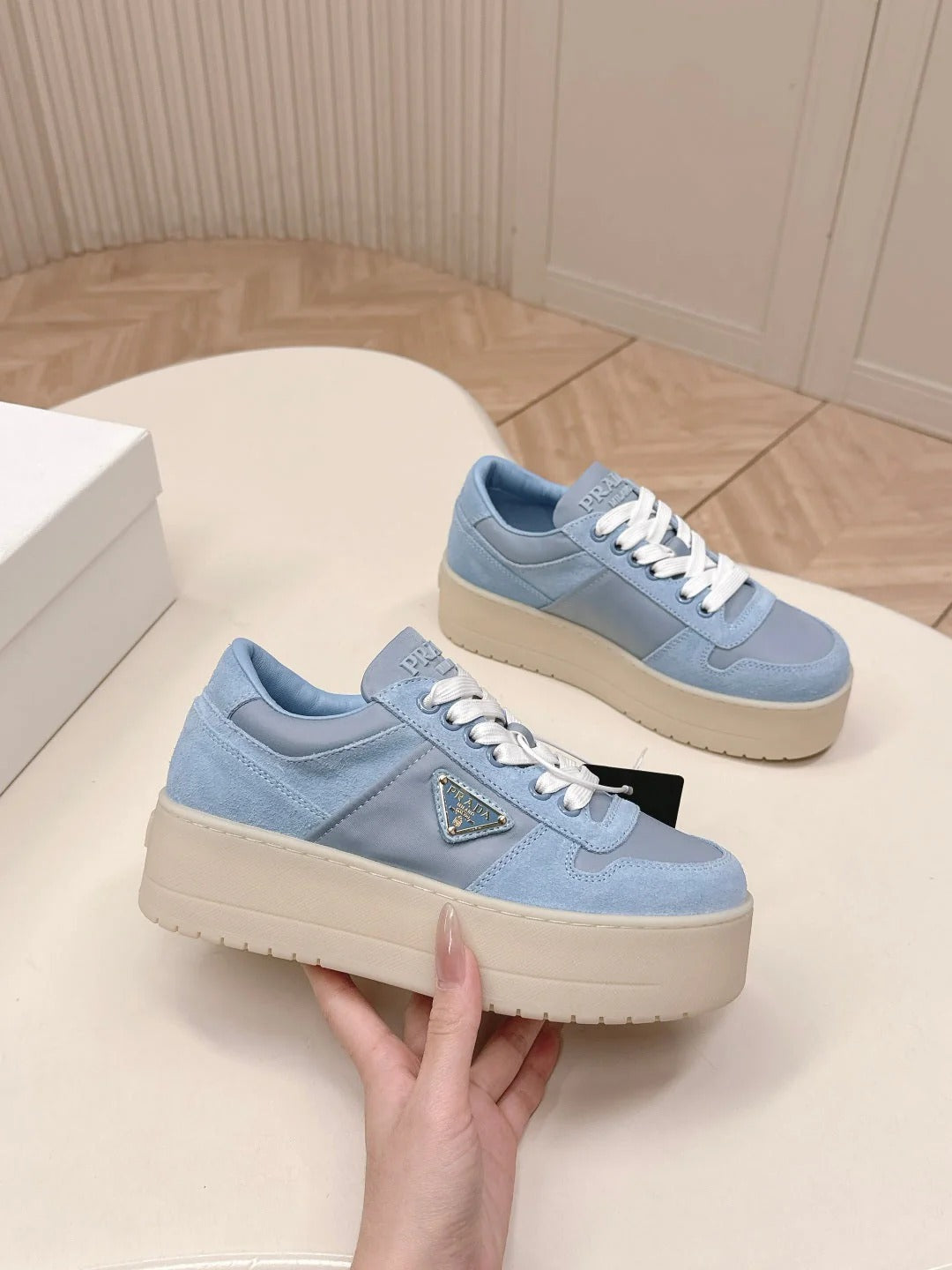 PRA 2026S Platform Sneakers 50 Blue Suede Cowhide 663496