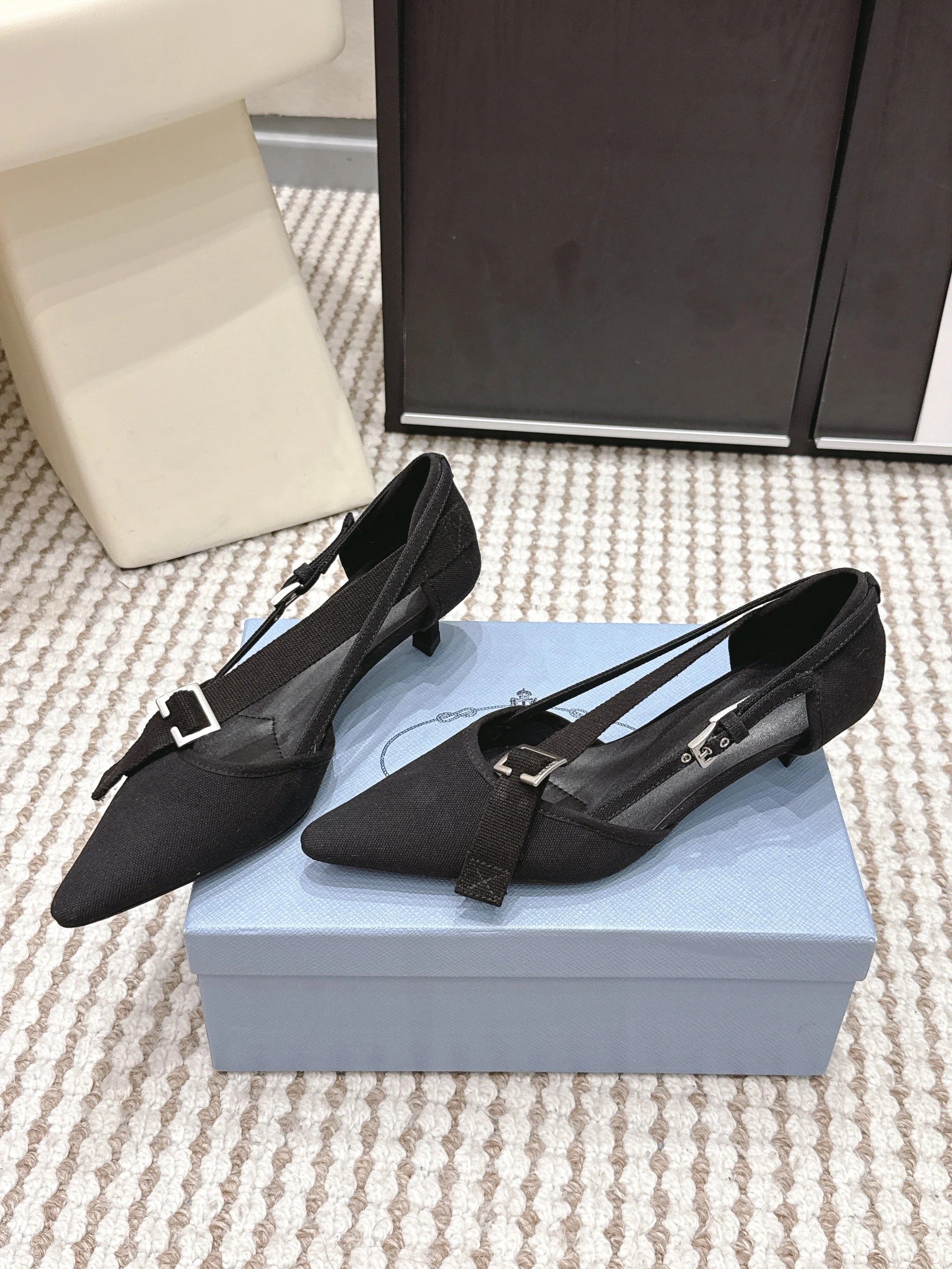 PRA 2026S High Heel Pump 45 Black Canvas 658334