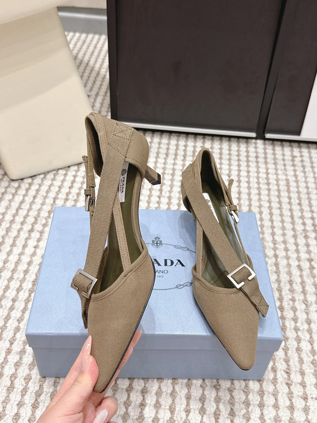 PRA 2026S High Heel Pump 45 Taupe Canvas 658333