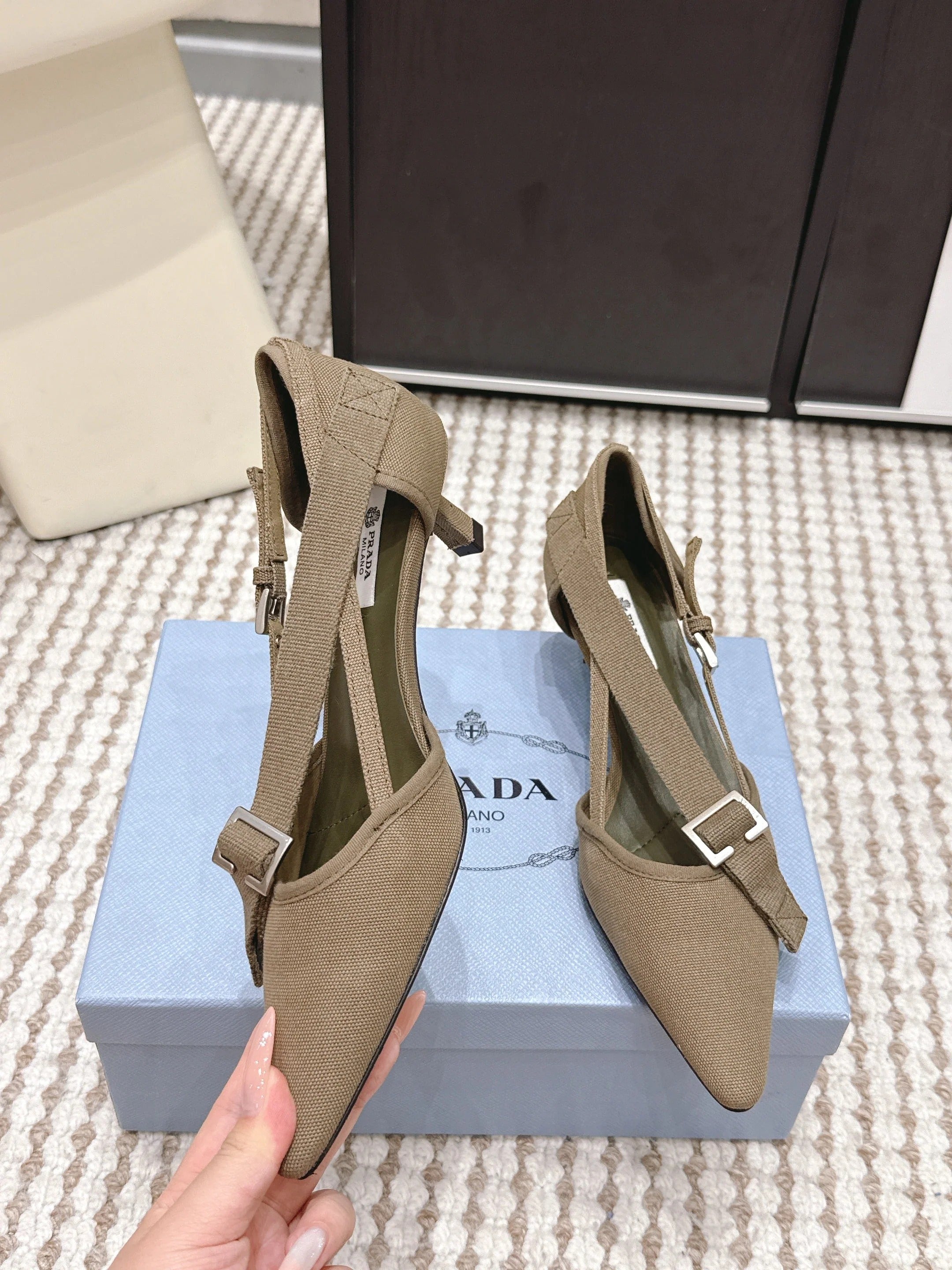PRA 2026S High Heel Pump 45 Taupe Canvas 658333