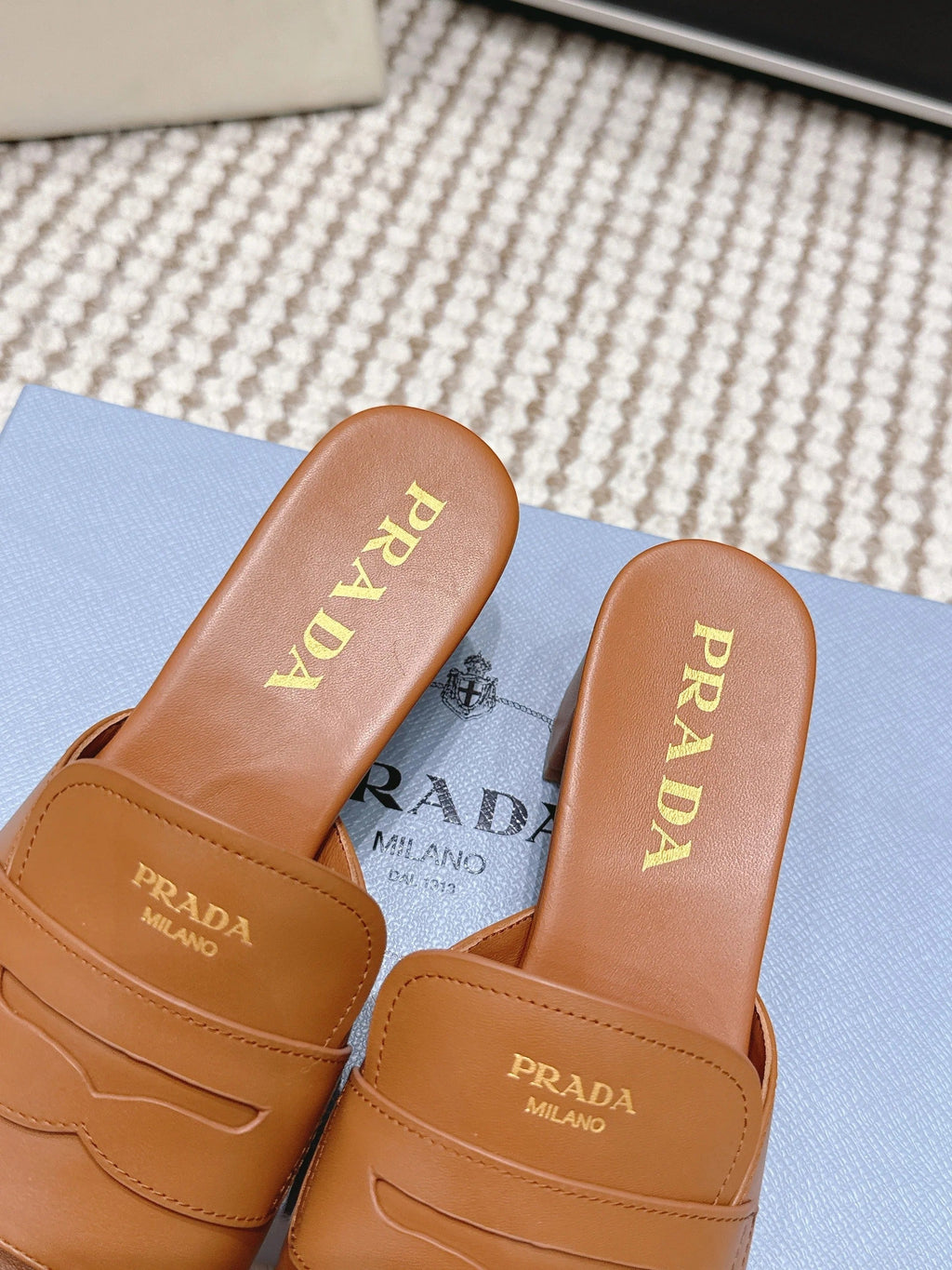 PRA 2026S High Heel Slippers 55 Tan Brown Leather 658337