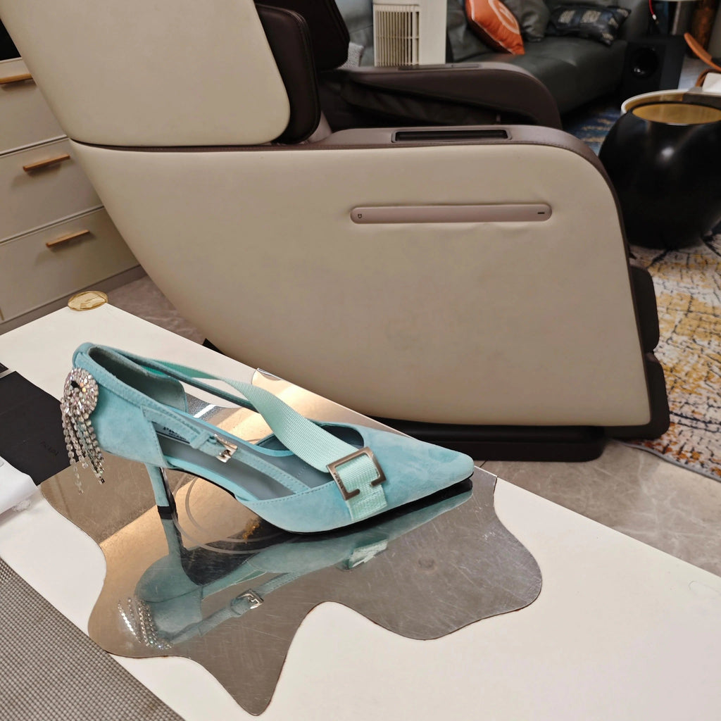 PRA 26S High Heel Pump 70 Baby Blue Suede 630565