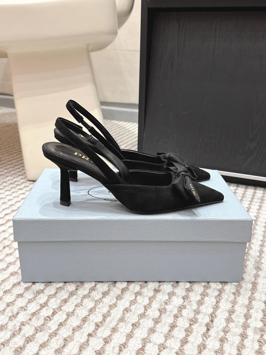 PRA 2026S Slingback 70 Black Suede 657735