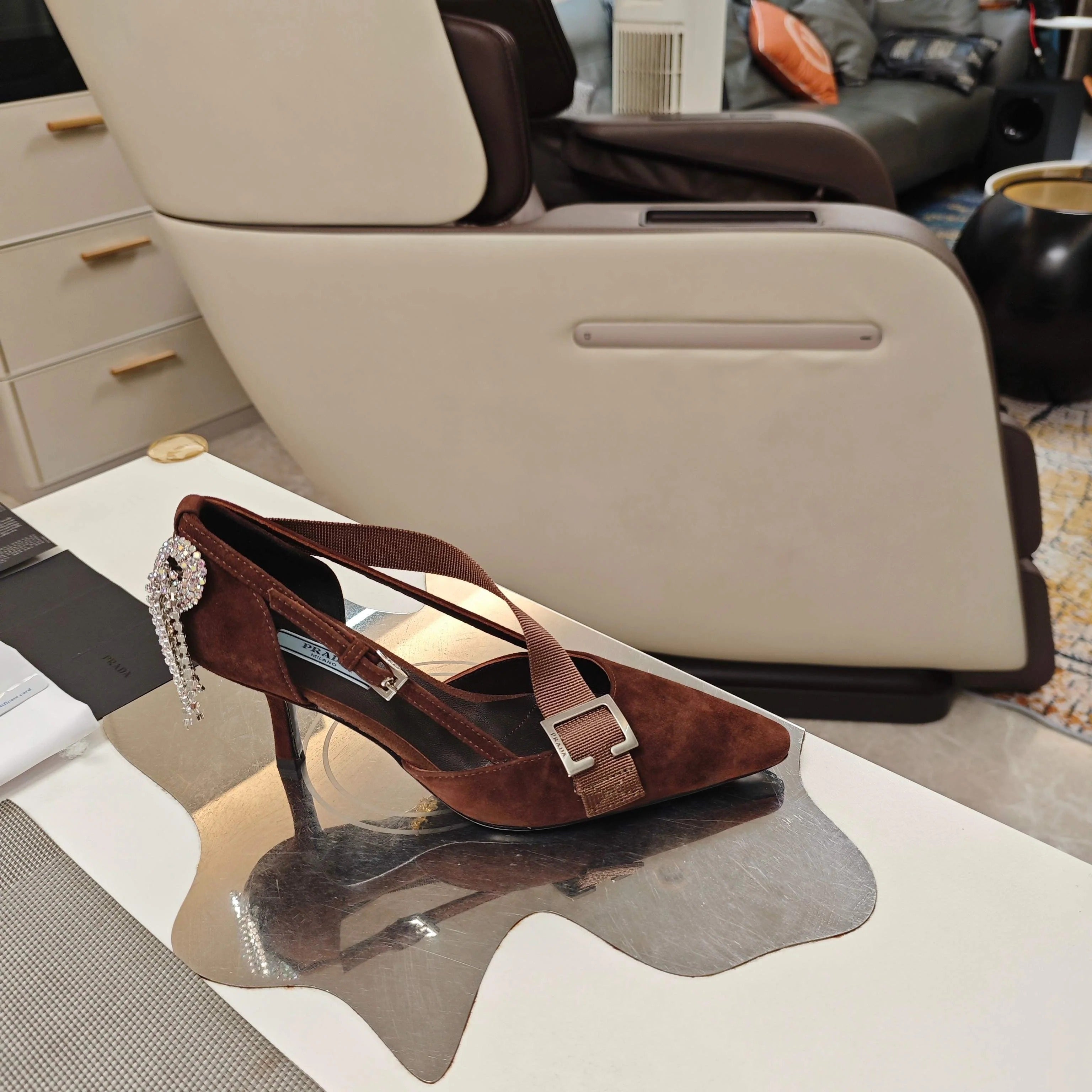 PRA 26S High Heel Pump 70 Brown Velvet 630563