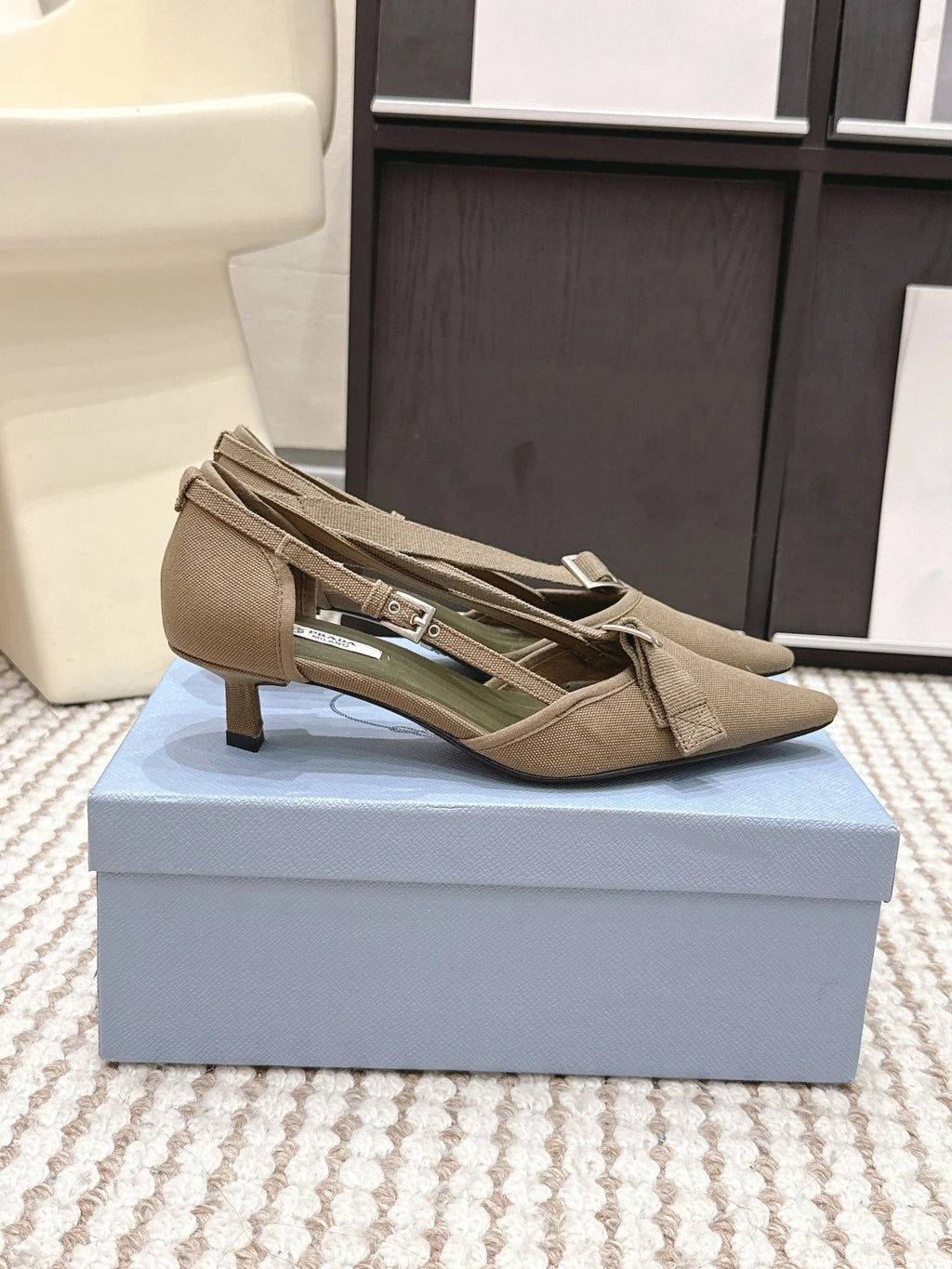 PRA 2026S High Heel Pump 45 Taupe Canvas 658333