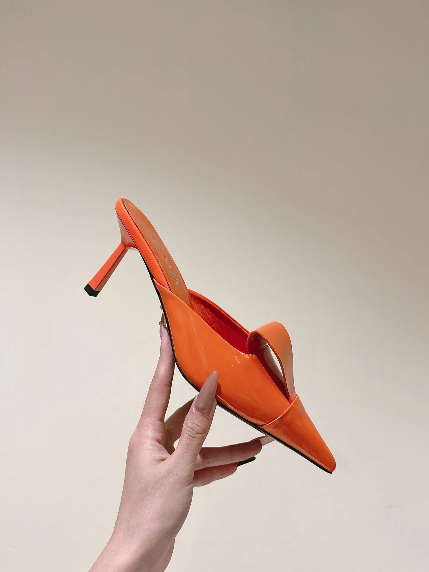 PRA 2026S High Heel Mule 80 Orange Sheepskin 657669
