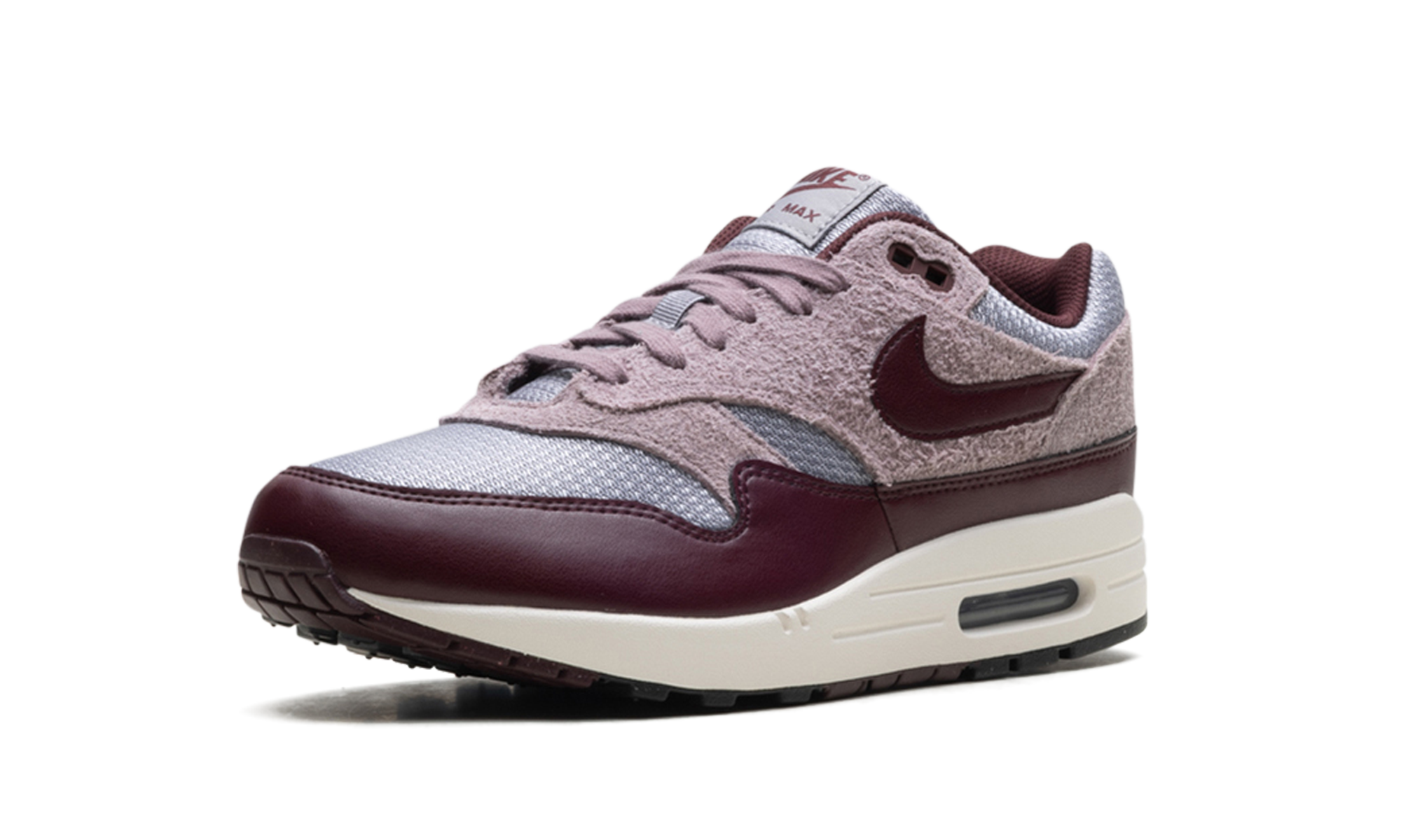 Air Max 1 ESS PRM "CEMENT GREY/BURGUNDY CRUSH" FQ7327 001