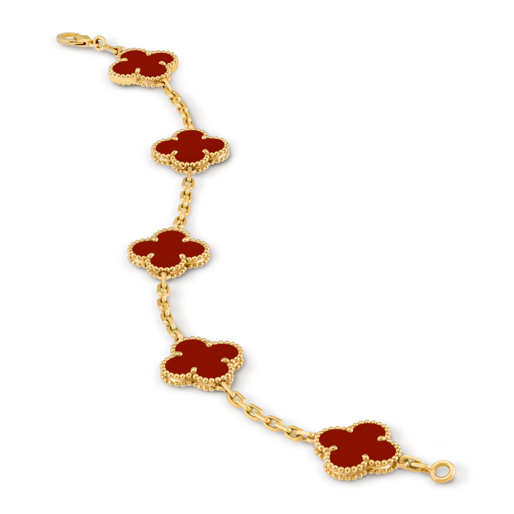 Vintage Alhambra bracelet, 5 motifs, carnelian