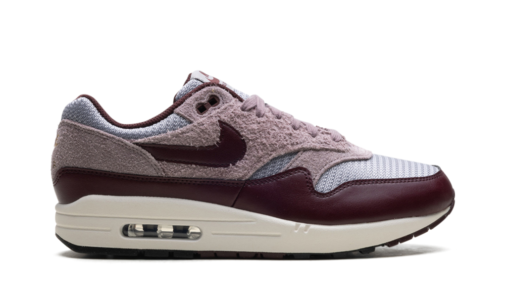 Air Max 1 ESS PRM "CEMENT GREY/BURGUNDY CRUSH" FQ7327 001