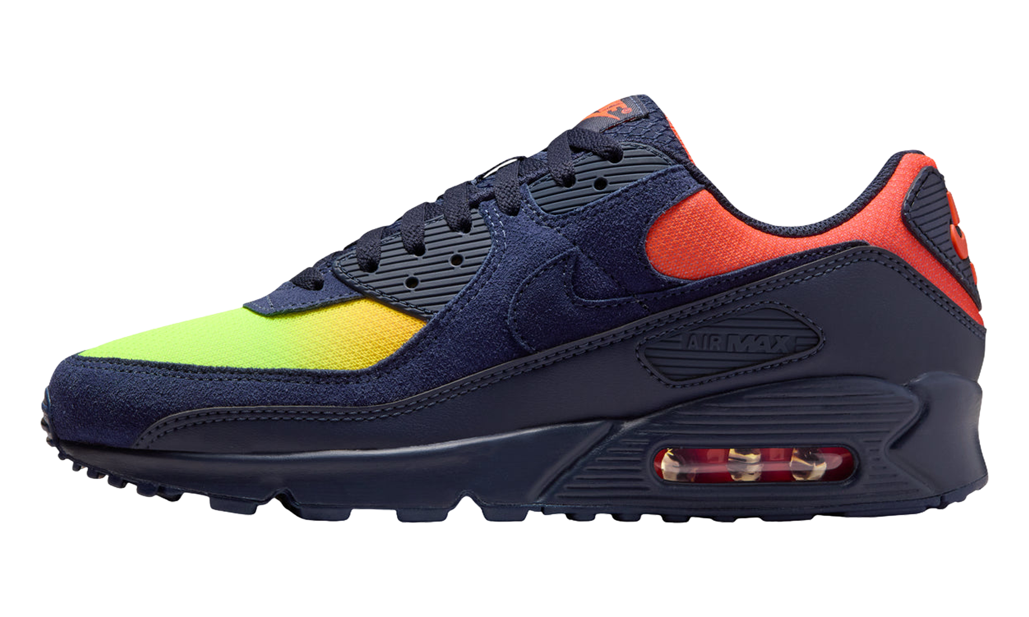 Air Max 90 "Blackened Blue Lemon Venom Hyper Crimson Gradient" DM0029 700