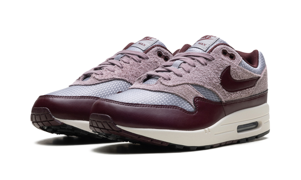 Air Max 1 ESS PRM "CEMENT GREY/BURGUNDY CRUSH" FQ7327 001