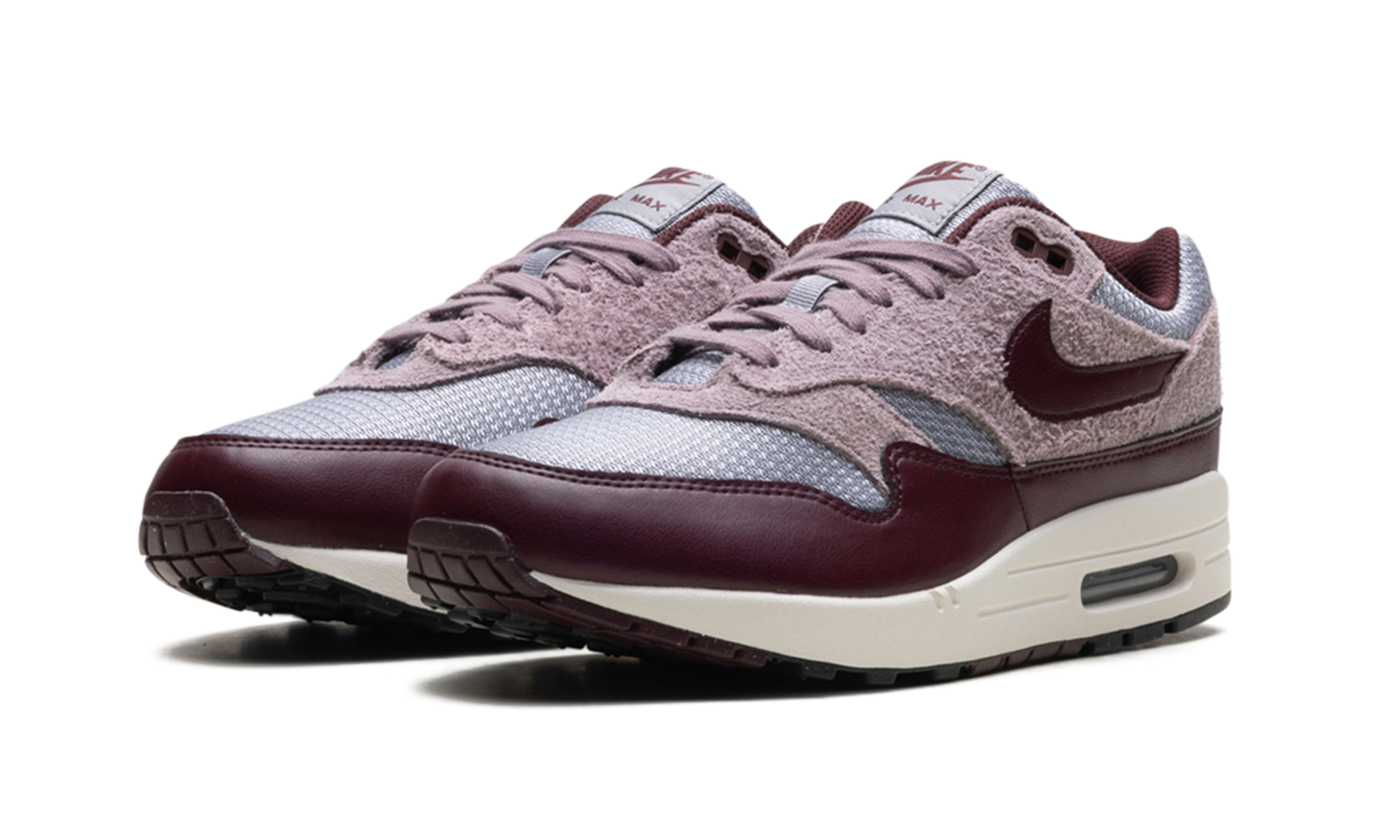 Air Max 1 ESS PRM "CEMENT GREY/BURGUNDY CRUSH" FQ7327 001