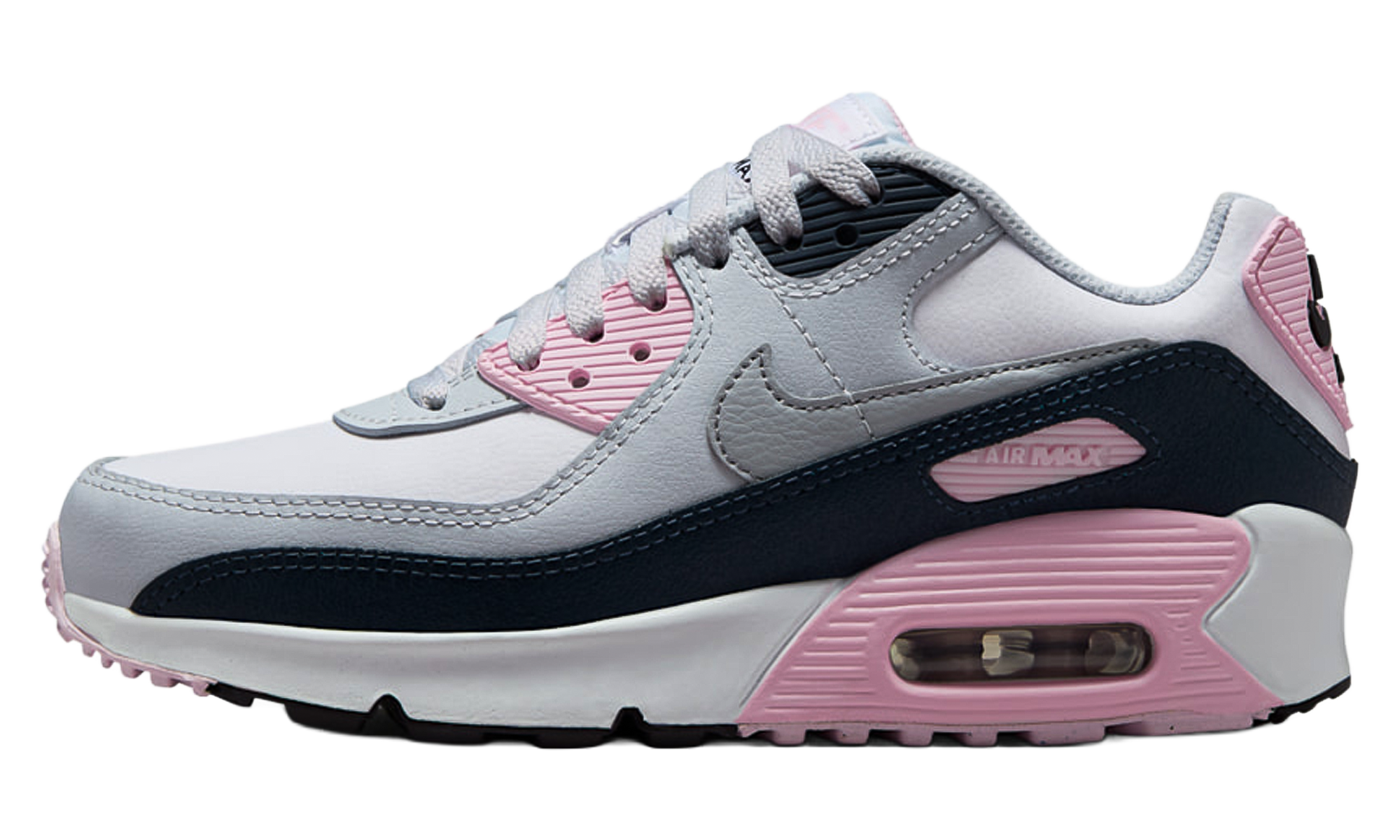 Air Max 90 LTR GS "White Pink Foam Armory Navy Wolf Grey" CD6864 134