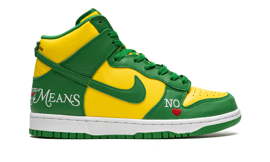 SB Dunk High "Supreme - By Any Means - Green/Yellow" DN3741 700