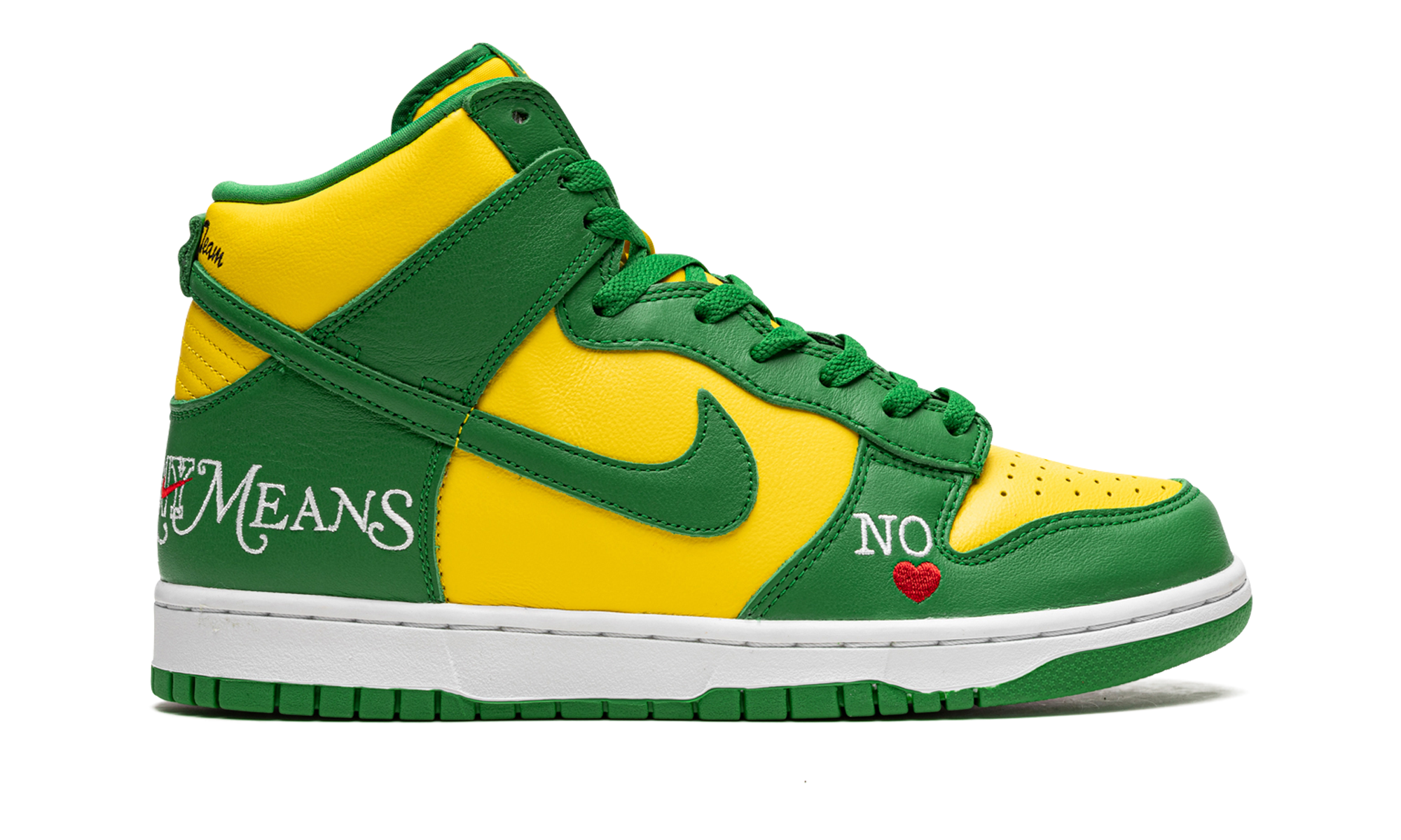 SB Dunk High "Supreme - By Any Means - Green/Yellow" DN3741 700